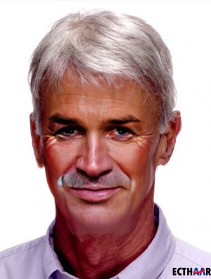 Synthetische kurze gerade Toupee Mono Spitze A UK