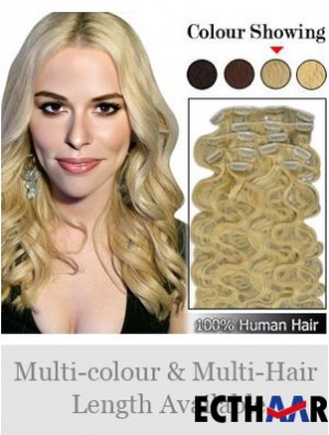 Designed Blonde Wavy Remy Echthaar-Clip in Haarverlängerungen