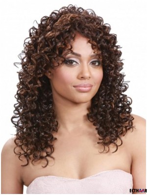 Curly Indian Remy Hair Brown Lange Flexibilität 3/4 Perücken