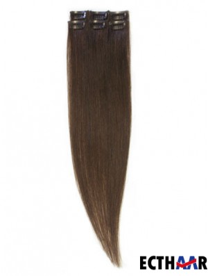 Beliebte Brown Straight Remy Echthaarspange in Haarverlängerungen