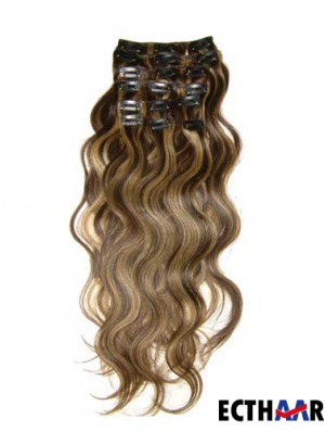 Clip In Haarverlängerungen mit Remy Wavy Style Brown Farbe