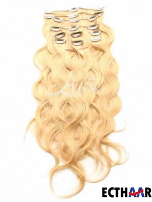 Ideal Blonde Curly Remy Echthaarspange in Haarverlängerungen