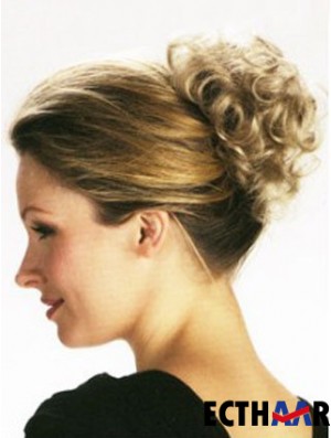 Stil Blonde Curly Synthetic Clip In Haarteilen
