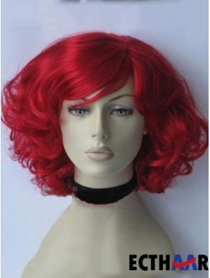 Curly With Bangs Kinnlänge Red Gorgeous Lace Front Perücken