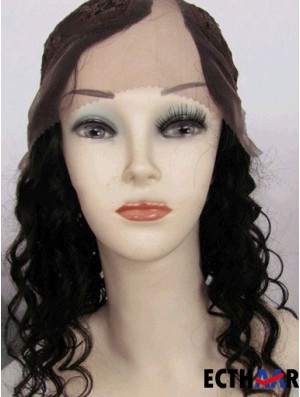 14 Zoll Lace Front Curly Black Gute U-Teil Perücken
