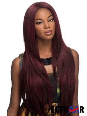 Geeignete rote lange ohne Pony Yaki Glueless Lace Front Perücken
