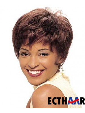 Cropped Auburn Straight Boycuts Schöne Afroamerikaner Perücken