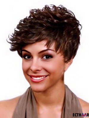 Cropped Auburn Curly Boycuts Langlebige Afroamerikaner Perücken