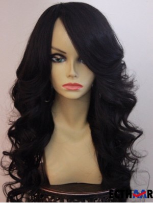20 Zoll Lace Front Long Wavy mit Pony Beste Front Lace Perücken für Black Woman UK