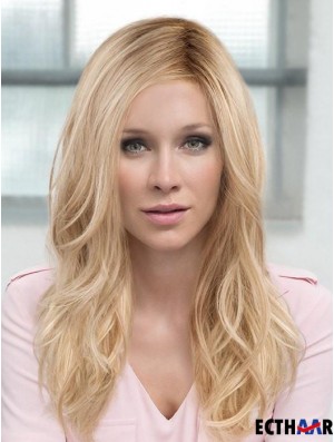 Geschichtete blonde gewellte 18 Zoll lange synthetische Haarperücke