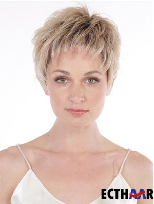 6 Zoll gewellte Top Boycuts Lace Front synthetische Perücken