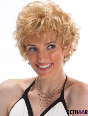 Capless Blonde 8 Zoll Cropped Boycuts Synthetische Perücken