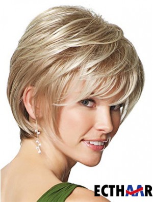 Synthetische Perücken UK Nur Straight Style Short Length Blonde Farbe