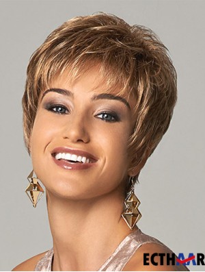 Schlanke kurze synthetische Perücken UK verkürzte Länge blonde Farbe Boycuts