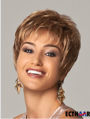 Curly Layered 8 Zoll Blonde Soft Synthetic Perücken