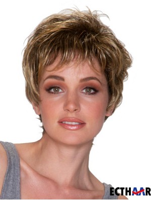 Wellenförmige geschichtete 8 Zoll blonde blonde synthetische Perücken