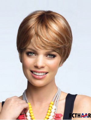 Flexibilität 8 Zoll gerade blonde Boycuts kurze Perücken
