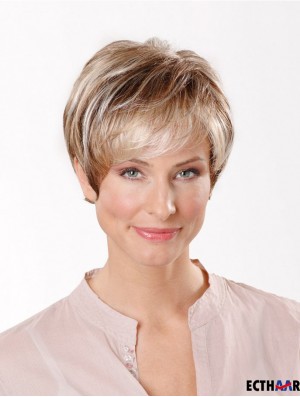 Synthetic Capless 8 Zoll Boycuts Straight Blonde Short Cut Perücken