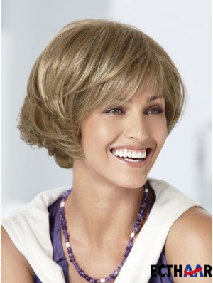 Capless Short Wavy Blonde Große Bob Perücken