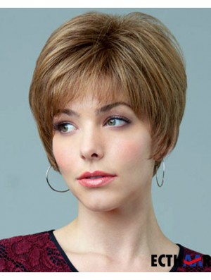 5,5 Zoll Natural Straight Boycuts Auburn Short Perücken