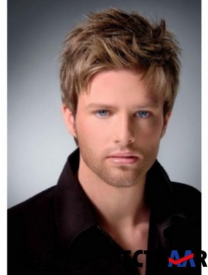 Full Lace Brown Remy Human Boycuts Kurze Männer In Perücken