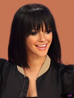 Discount Schulterlange Black Straight Capless  Perücken