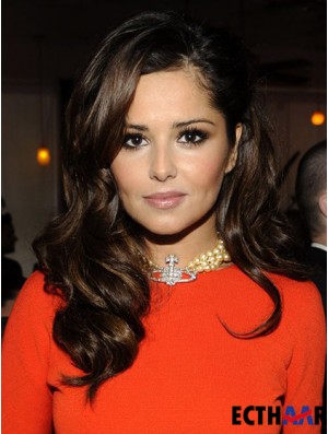 Cheryl Perücke Brown lang und lockig mit Pony welligen Stil Capless