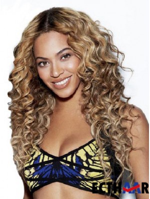 Brown Long Curly ohne Pony Lace Front 24 Zoll  Perücken