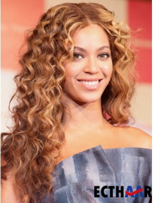 Brown Long Curly ohne Pony Spitze vorne 22 Zoll  Perücken