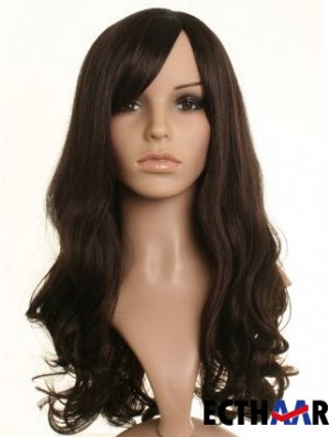 Schöne Brown Long Wavy 21 Zoll mit Pony Celebrity Perücken
