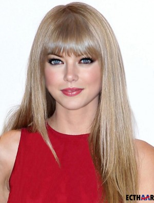 Capless With Bangs Straight Long Blonde Ideale  Perücken