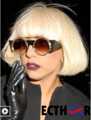 Lady Gaga Perücken UK Bobs Cut Blonde Farbe Straight Style