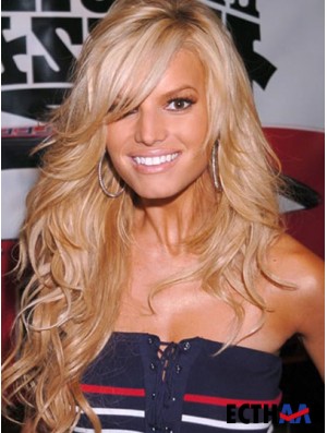 18 Zoll langlebige blonde blonde gewellte geschichtete Jessica Simpson Perücken