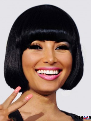 Schwarze gerade Bobs Kinnlänge Günstigste Nicki Minaj Perücken