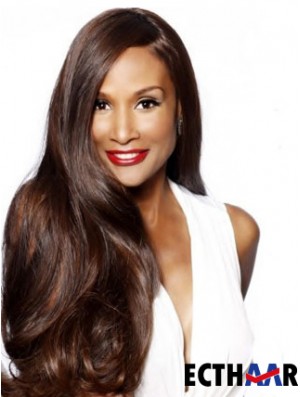 Brown Long Wavy ohne Pony Lace Front 24 Zoll Beverly Johnson Perücken