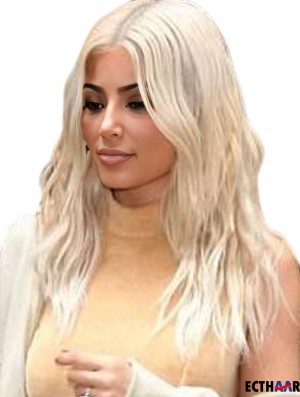 Blonde lange Spitze vorne 20  inchgewellte Remy Menschenhaar  Perücken