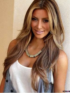 Remy Echthaar Lace Front 24  inchWellige Blonde Lange  Perücken