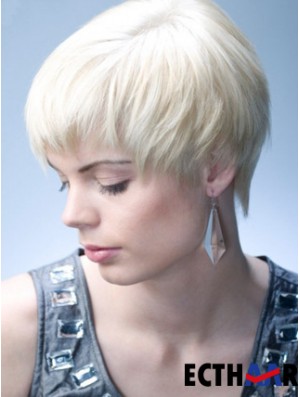 Capless Grey Short Straight 8 Zoll Natural Fashion Perücken