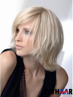 Volle Spitze geschichtet Kinnlänge gewellt 12 Zoll platinblond Amazing Fashion Perücken