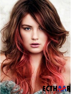 Great Ombre / 2 Tone Long Wavy mit Pony 22  inchHuman Lace Perücken