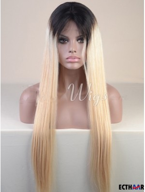 Long Ombre / 2 Tone Straight ohne Pony Günstigste Afroamerikaner Perücken