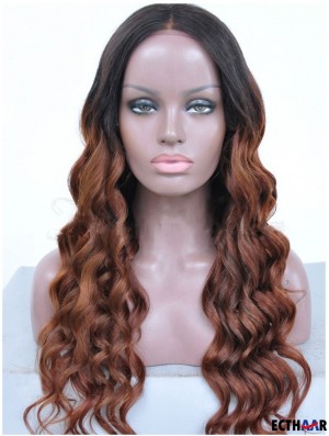 Long Ombre / 2 Tone Wavy ohne Pony Gute Afroamerikaner Perücken