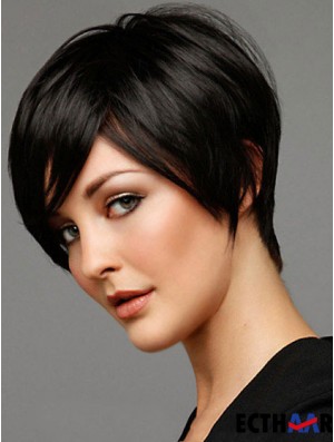 Schwarze Perücken Straight Style Short Length Black Color Boycuts