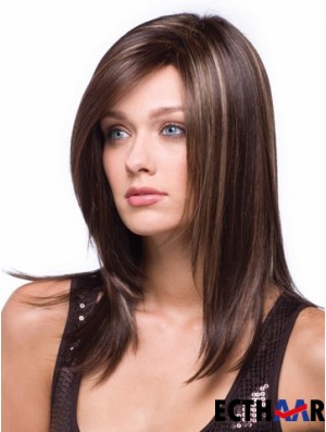 Lange braune Perücke mit synthetischen Caplesss Straight Style