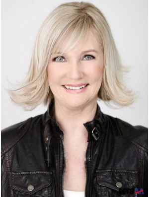 Kinnlänge gerade Spitze vorne blonde Mode Bob Perücken