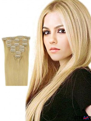 Fabulous Blonde Straight Remy Echthaarspange in Haarverlängerungen