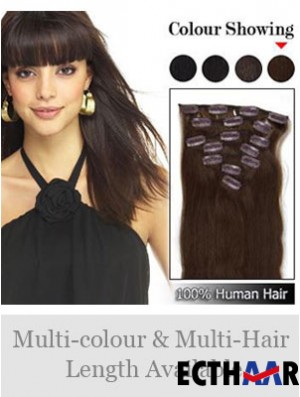 Flexibilität Brown Straight Remy Echthaarspange in Haarverlängerungen