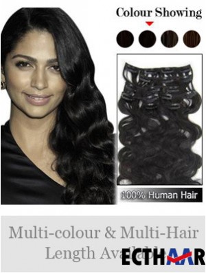 Great Black Wavy Remy Echthaarspange in Haarverlängerungen