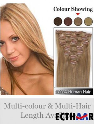 Weiche blonde gerade gerade menschliche Haarspange in Haarverlängerungen