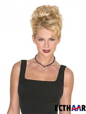 Haarteile Clip On Blonde Farbe Kurze Länge Curly Style